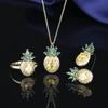 European and American Fashion Inlaid Zircon Jewelry Luxury Pineapple Versatile Set Women's Ring Necklace Earrings 2026