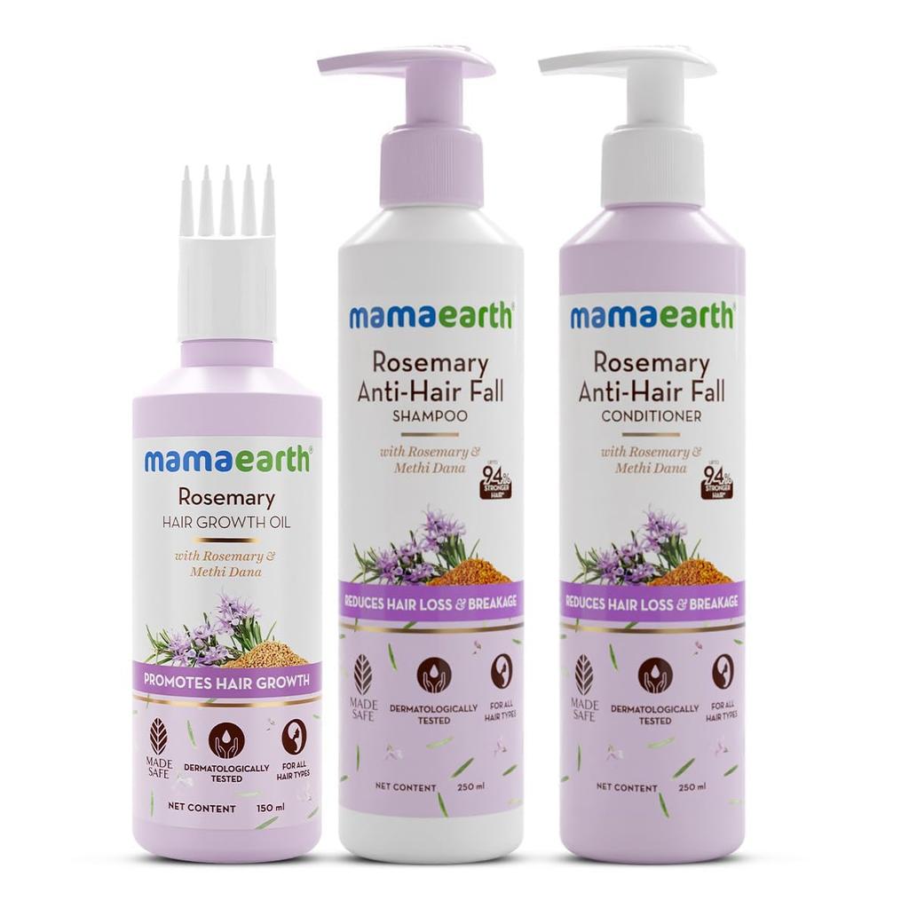 Mamaearth Kit Anti-Chute aux Extraits de Romarin pour des Cheveux Plus Forts – 94% Moins de Chute de Cheveux – Certifié Made Safe – 650ml