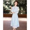 New Chinese Style Elegant Long Sleeve Mid-Length Dress
