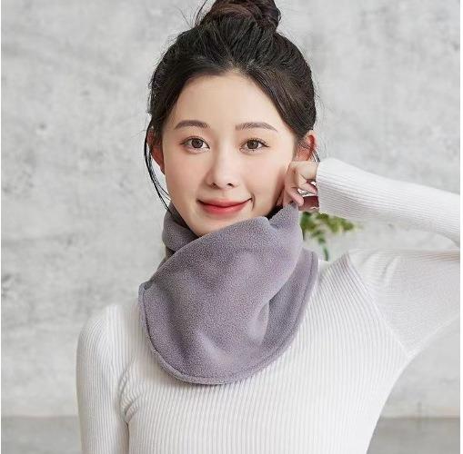 Classic Solid Color Snap Neck Scarf Thick Velvet Warm Cover Autumn Winter Riding Windproof Neckband For Outdoor Cold Protection