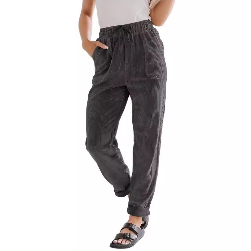 Women's Casual Corduroy Wide-Leg Pants - European and American Fashion