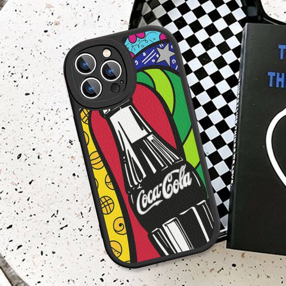 Coca-cola Vintage Leather Phone Case For IPhone 16 15 14 17 Pro Max 11 12 Mini Plus Soft Shell