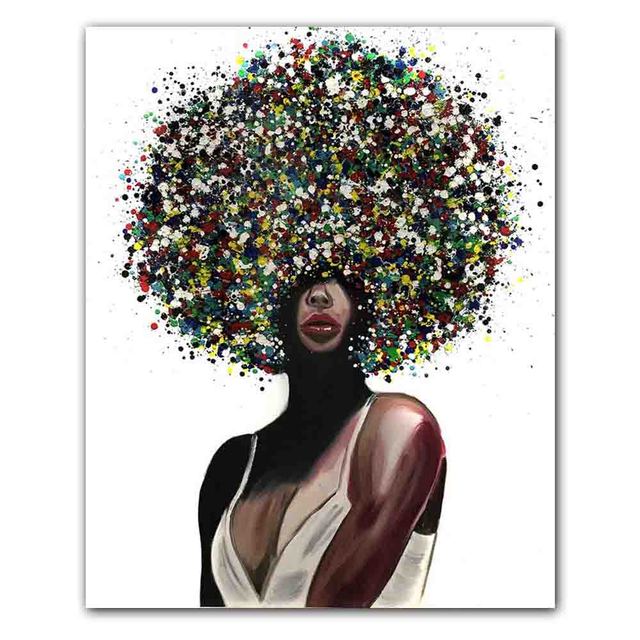 New Nordic Graffiti Art Figure Canvas Painting Unique Hairstyle Fashion Model Poster Office Living Room Home Decoration Mural No Frame