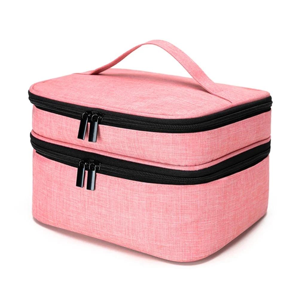 30 Bottles Nail Polish Storage Bag Double-Layer Portable Nail Varnish Holder Multifunctional Essential Oil Handbag