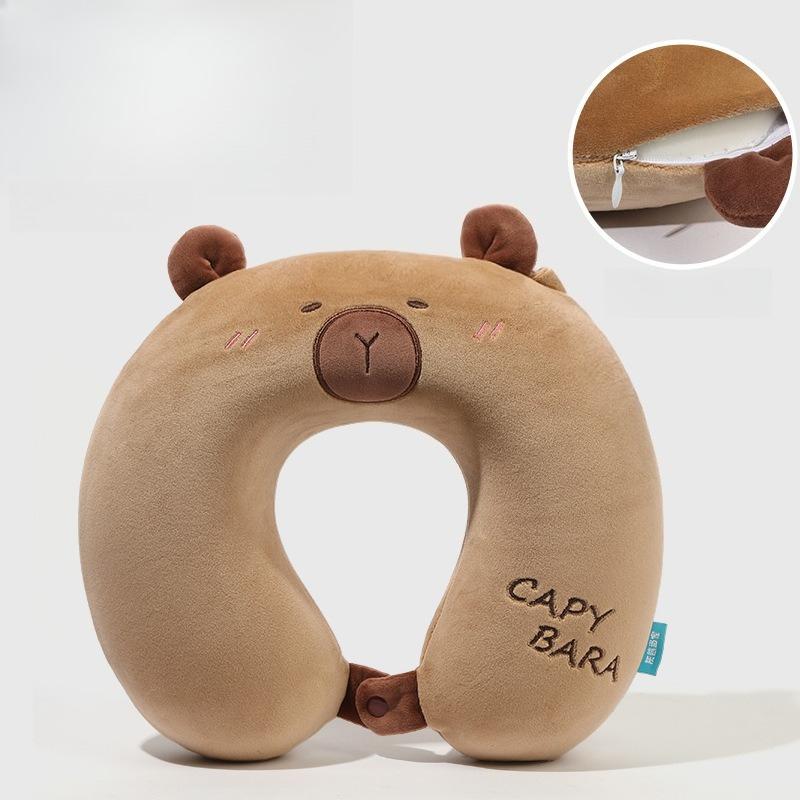 Cartoon U-shaped Pillow Office Nap Neck Pillow Travel Portable Neck Pillow Cute Capybara Neck Pillow Airplane Pillow