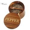 Reusable Wooden Seasoning Box Wood Salt Container with Swivel Magnetic Lid, Built-in Spoon Decorative Spice Keeper Jar, Moisture Proof for Kitchen