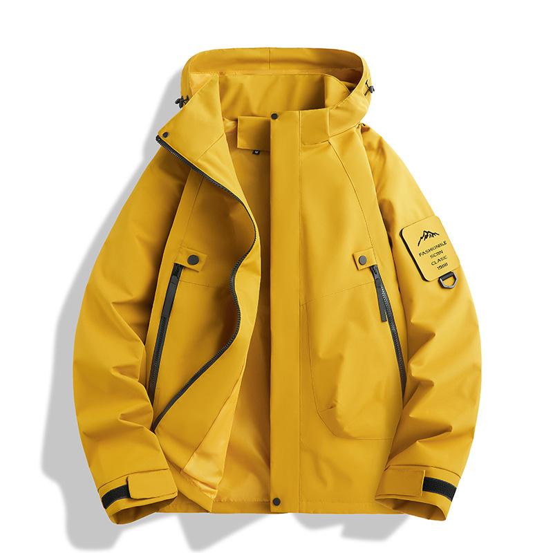 Spring and Autumn Outdoor Jacket Single Jacket Men's and Women's Same Style Single Rush Three-Proof Mountaineering Jacket Work Wear Large Pocket