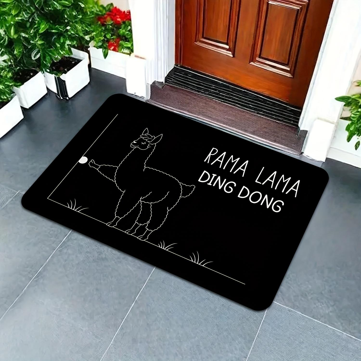 

Creative Llama Design Door Mat Soft Non-Slip Mat with Playful Rama Llama Ding Dong for Living Room, Bedroom, Kitchen, Bathroom 40x60cm