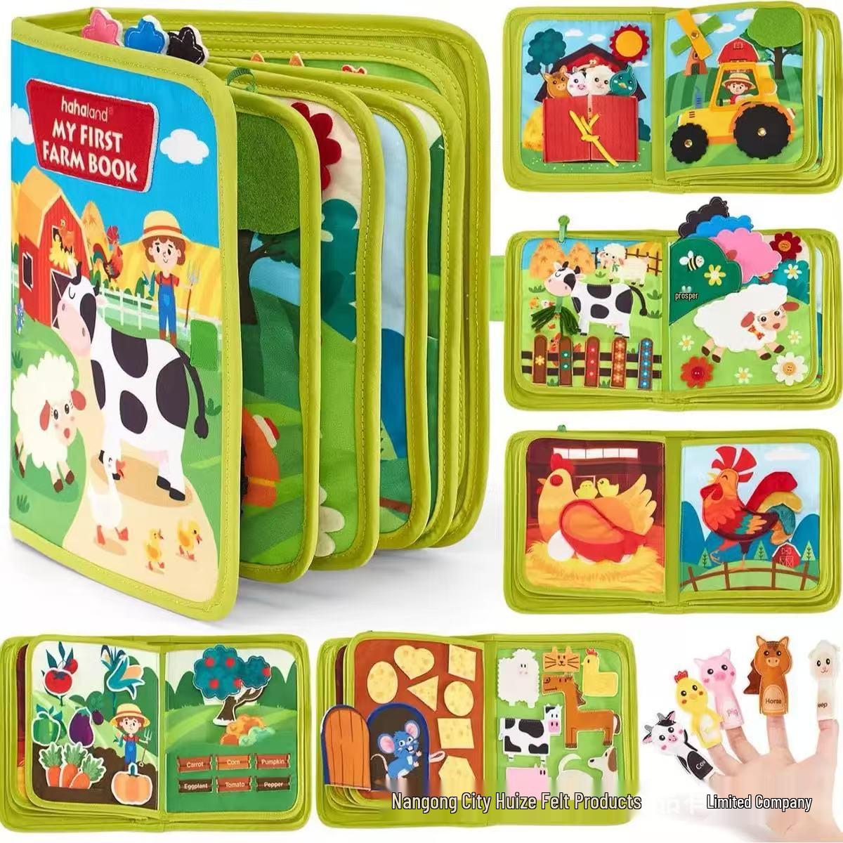 Green Farm Felt Busy Book for Kids – Interactive Quiet Learning