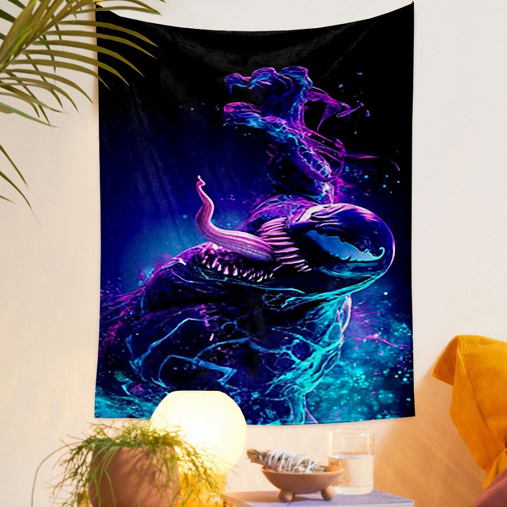 Venom Neon Purple Blue Wall Hanging Tapestry for Dorm Room Bedroom Bohemian Home Decor