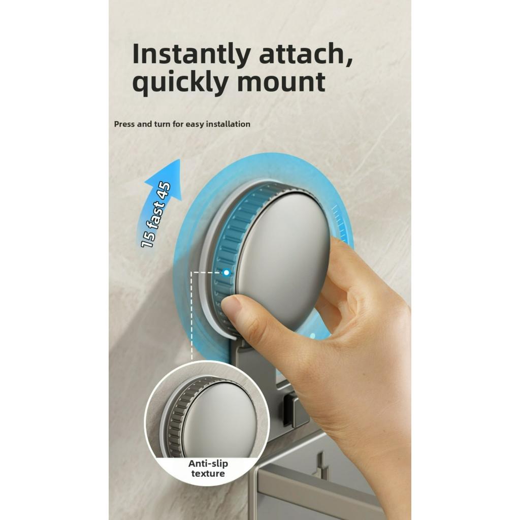 Suction Cup Storage Rack for Bathroom Washstand, Wall-Mounted, No-Drill, Toilet and Washroom Organizer