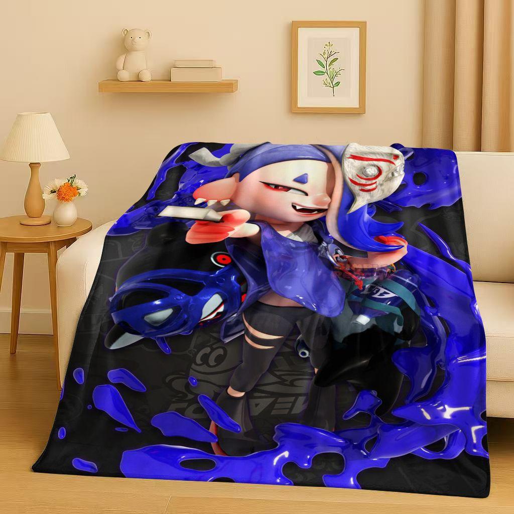 HD Splatoon Game Cartoon Flannel Blanket,Ultra Soft Warm Plush Throw for Home Bedroom Bed Sofa Cover Office Travel Picnic Kids