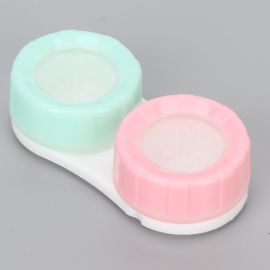 Contact Lens Case Professional Simple Portable Cosmetic Contact Lenses Box Holder with Nursing Liquid Bottle