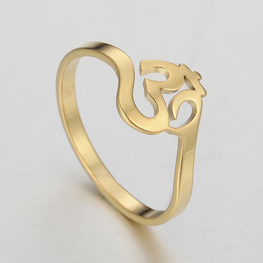 Dawapara Univerzální symbol harmonie Aum OM Prsten Unisex Hinduistický snubní prsten Buddhismus Jógové šperky Nerezová ocel