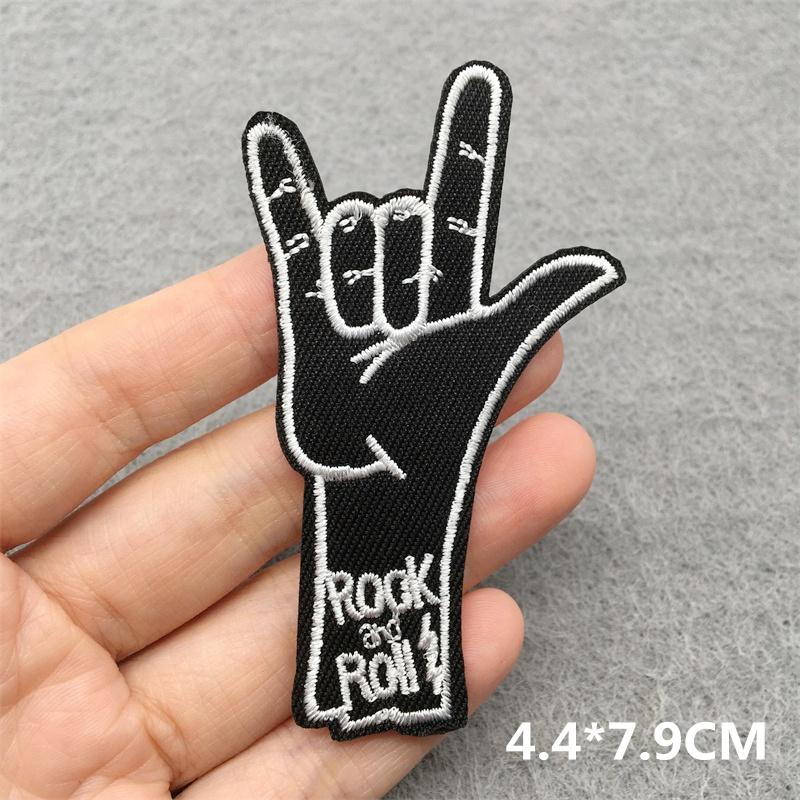 Music Optical Disc Embroidered Rock Patches On Clothes Headset Guitar Stripes Iron On Patches For Clothing Diy Appliques