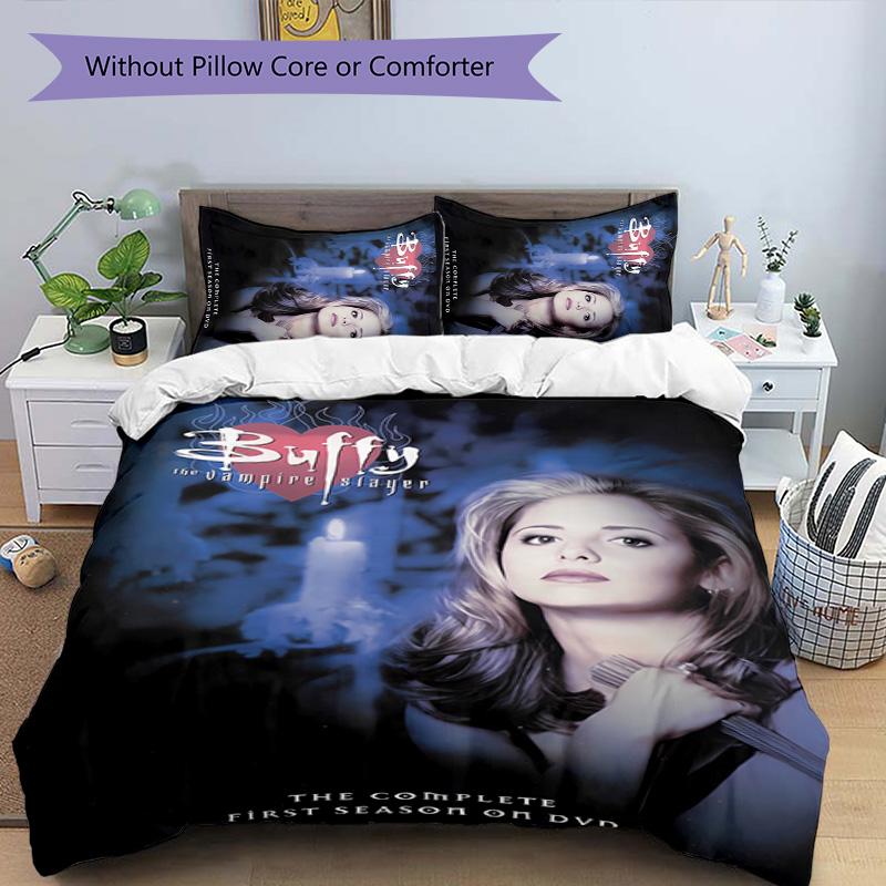 Juego de ropa de cama de 3 piezas Buffy Cazavampiros 1 patrón, juego de funda nórdica incluye funda nórdica y fundas de almohada, decoración de dormitorio y regalo perfecto para todas las estaciones