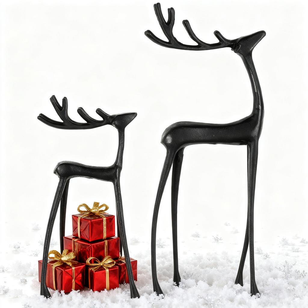 Black Figurine Christmas Decoration, Modern Christmas Figurine, Elegant Interior Holiday Decor