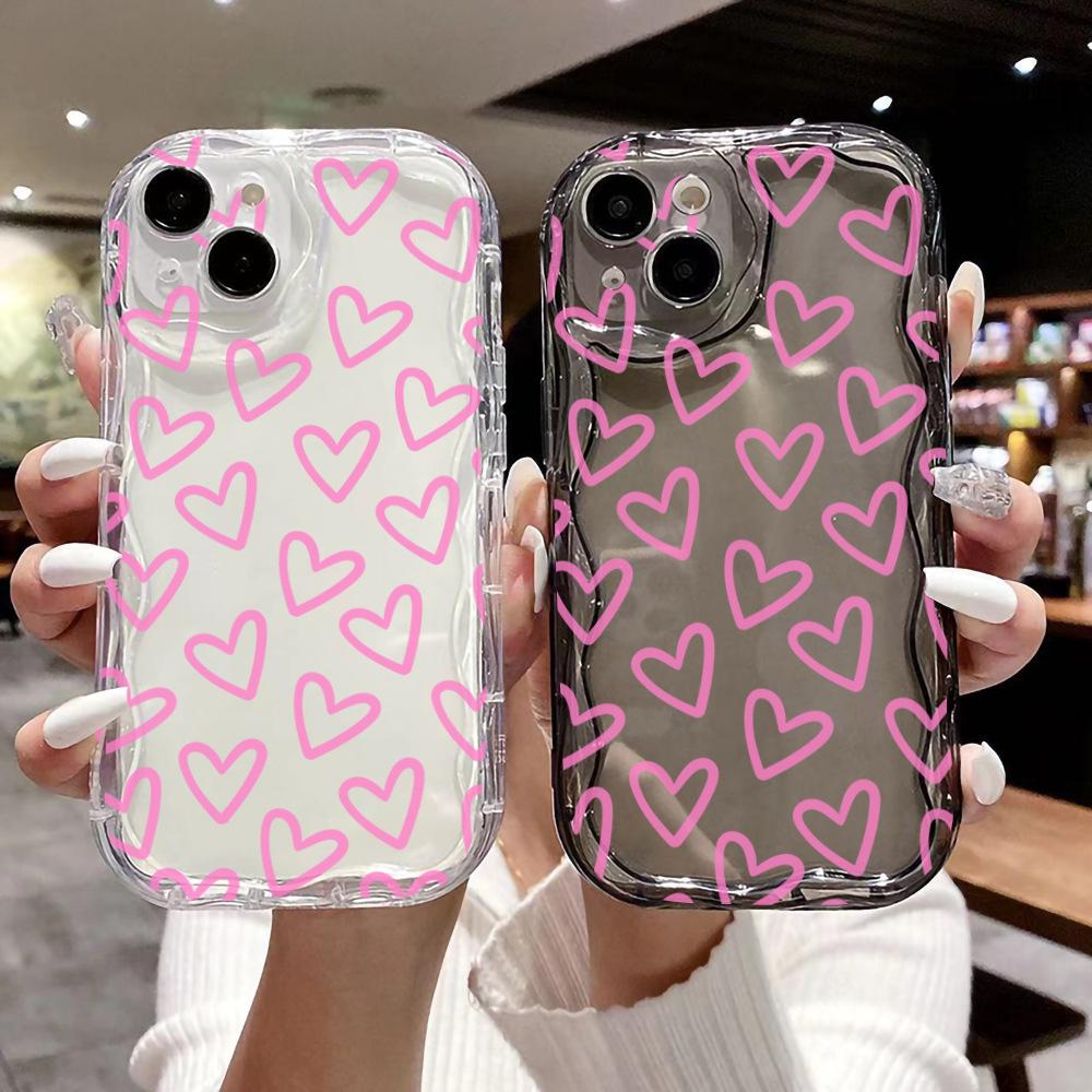Sweet Girl Powder Love Apple 12promax Anti-drop Mobile Phone Case Iphone14 Soft Case Protective Case 16 Niche Girls