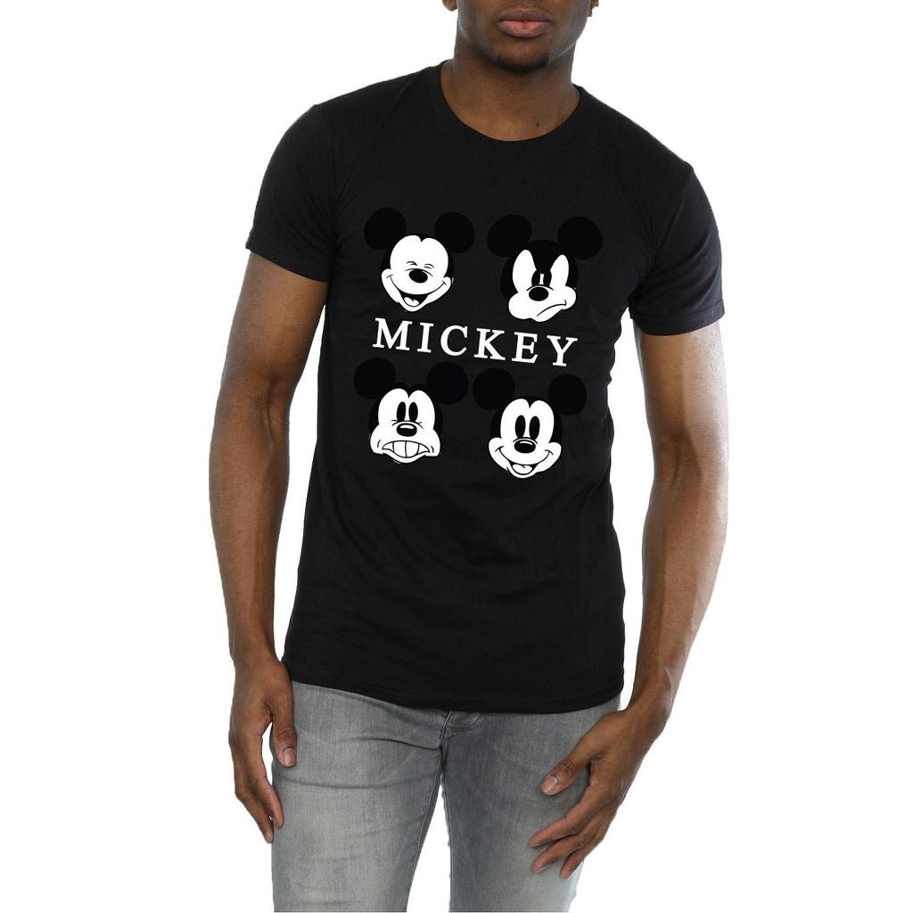 Disney Mens Four Heads Mickey Mouse Cotton T-Shirt