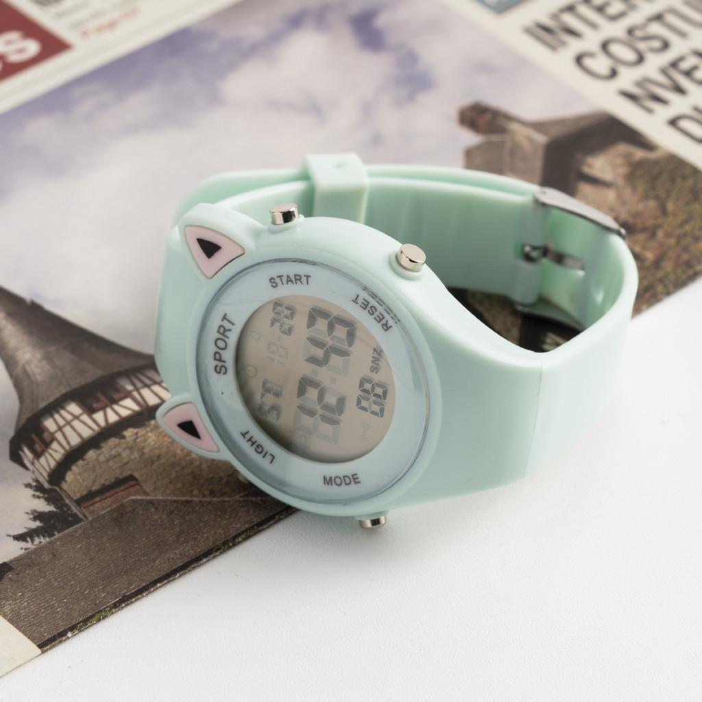 Montre Numérique Chat Oreilles Étudiant Avec Lumière Nocturne Étanche Pour Enfant Et Adolescent