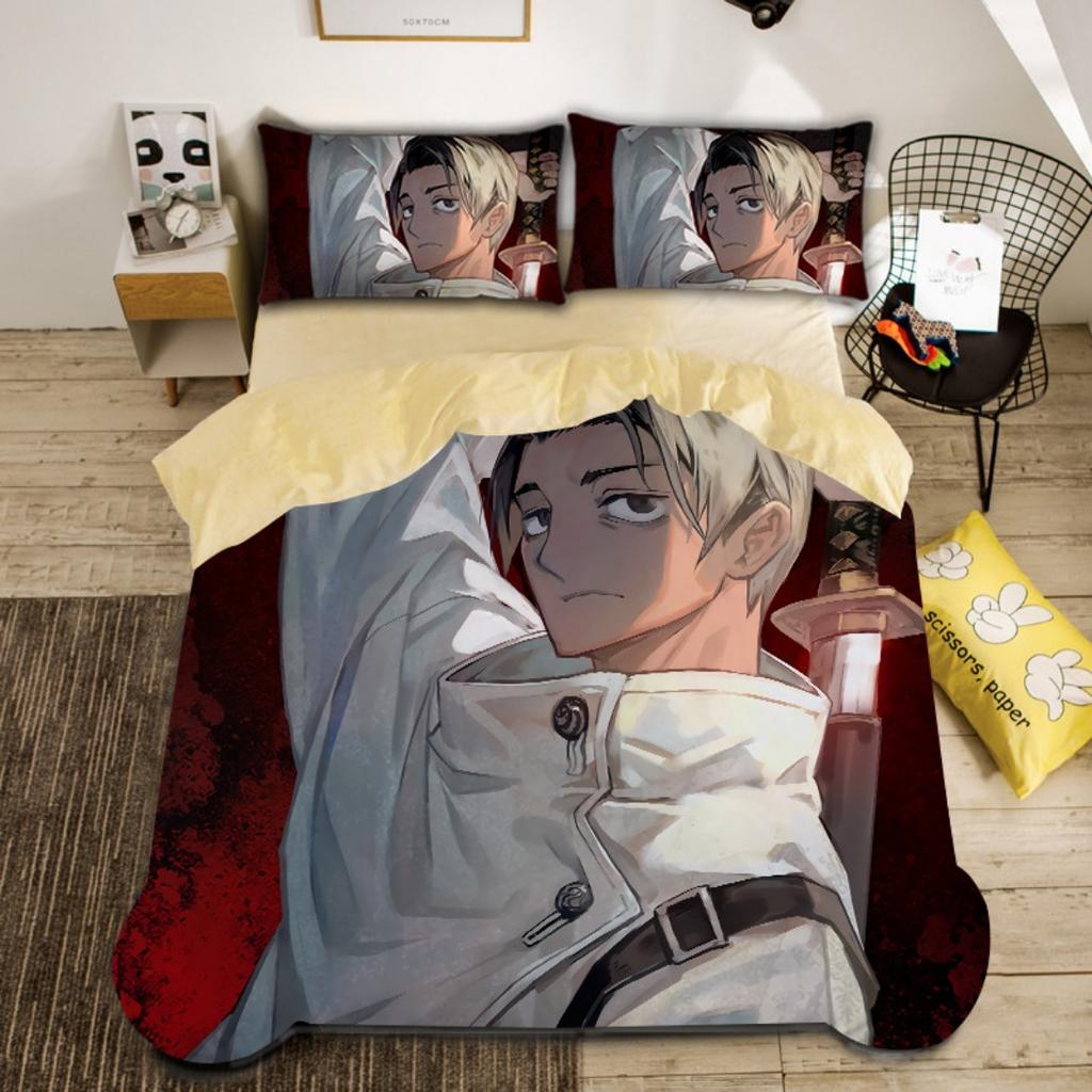 3D-Anime-Bettbezug Satoru Gojo, japanischer berühmter Anime-Bettbezug-Set für Jungen, 3D-gedruckter Bettbezug Sukuna, Schlafzimmerdekoration