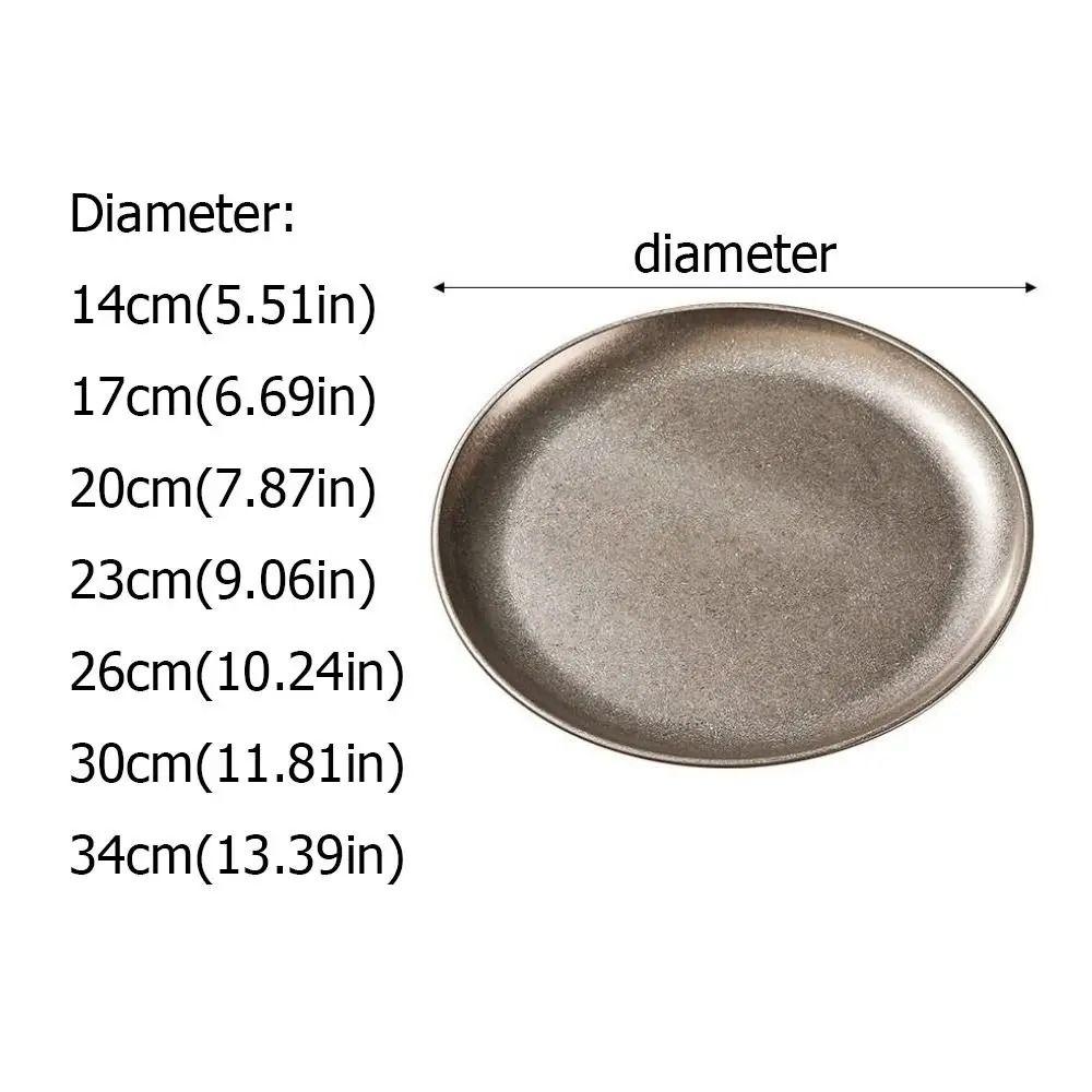 304 Edelstahl Metall Serviertablett Vintage Abgenutzte Oberfläche Snackschale Gebäckaufbewahrung