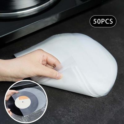 50 Piece Vinyl Record Inner Sleeves Transparent Durable Outer Cover Storage