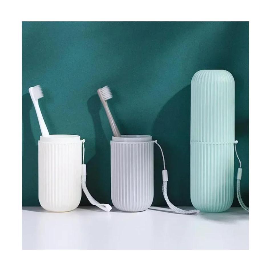 Portable Toothbrush and Toothpaste Storage Box Home Bathroom Accessory Mouthwash Cup Storage Simple Vertical Stripe Wash Cup