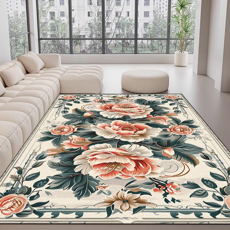 Tappeti Stile Europeo Lusso Leggero Decorazione Soggiorno Tappeto Floreale Area Divano Salotto Tappetino Pavimento Camera da Letto Cabina Armadio Tappeto Morbido