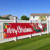 Festive Lawn Yard Merry Christmas Banner, Outdoor Holiday Welcome Porch Fence Decor