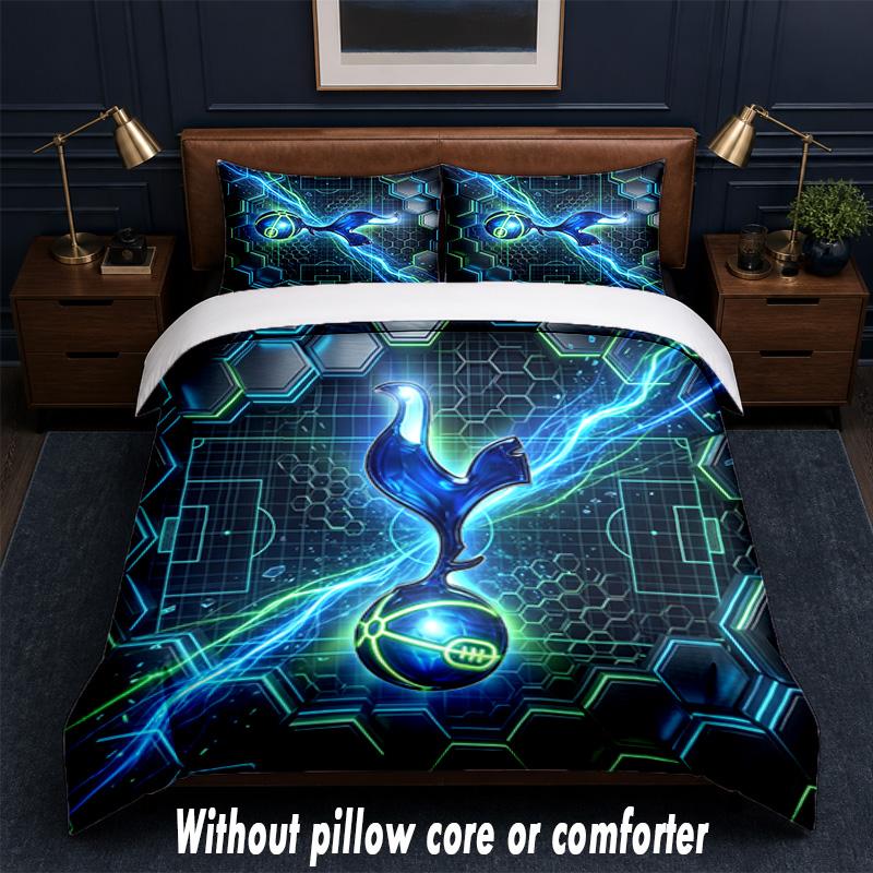 Tottenham Hotspur Design Bett Bettwäsche Set 1 Bettbezug + 2 Kissenbezüge Weich Atmungsaktiv Haushalt Bettwäsche