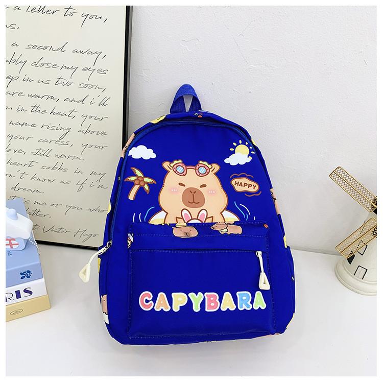 Cute Cartoon Capybara Bath Sun Letter Print Children Backpack For Use Daily