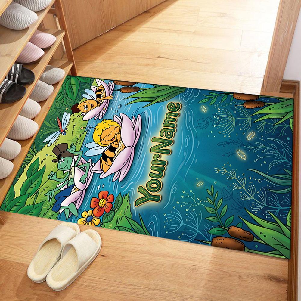 Biene Maja Personalized Text Floor Mat Perfect for Kitchen Dining Room Bedrooms Game Room Anti-slip Rug Office home decor Best for Christmas
