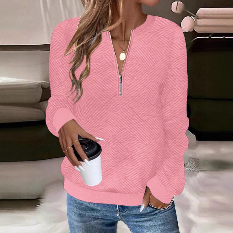 Women'sAutumn Winter New Style Casual Solid Color Minimalist Half Zip Long Sleeve Loose Versatile Hoodie