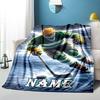 1PC Custom Name Hockey Player Action outdooor Flannel blankets Throw Blanket All-Season Throw Gift Bedspread for Couch, Bed, Camping Holiday Birthday 
