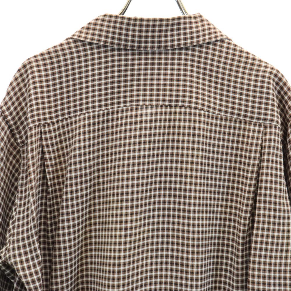 Berkshire 50s 60s Open collar Vintage box silhouette Check Pattern Long sleeve Open collar shirt Men's Used