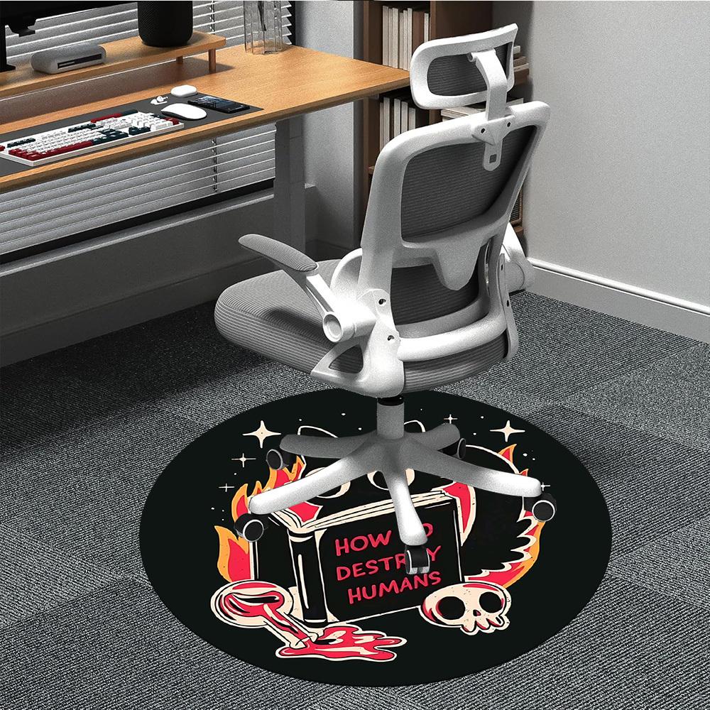 

1pc Dark Magic Cat Office Round Area Rug, Mat Suitable For Office, Under Office Chairs Bedroom Living Room Home Decor, Room Deco 80cm