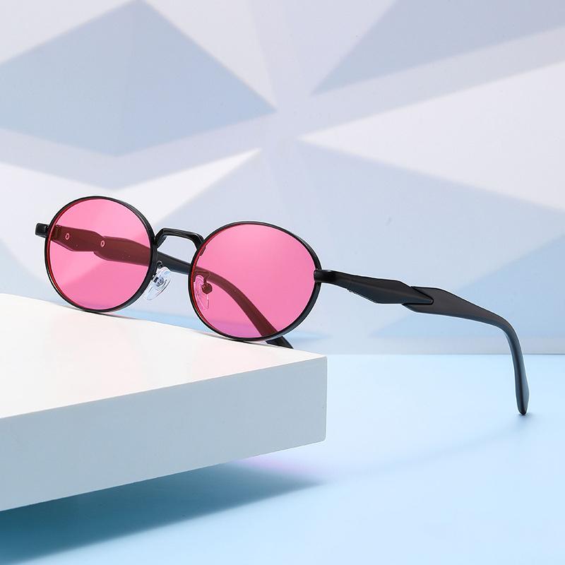Outdoor Beach Sunshade Eyeglass Party Driving Eyewear Uv400 New Fashion Elliptical Sunglasses Women Retro Metal Sun glasses Men