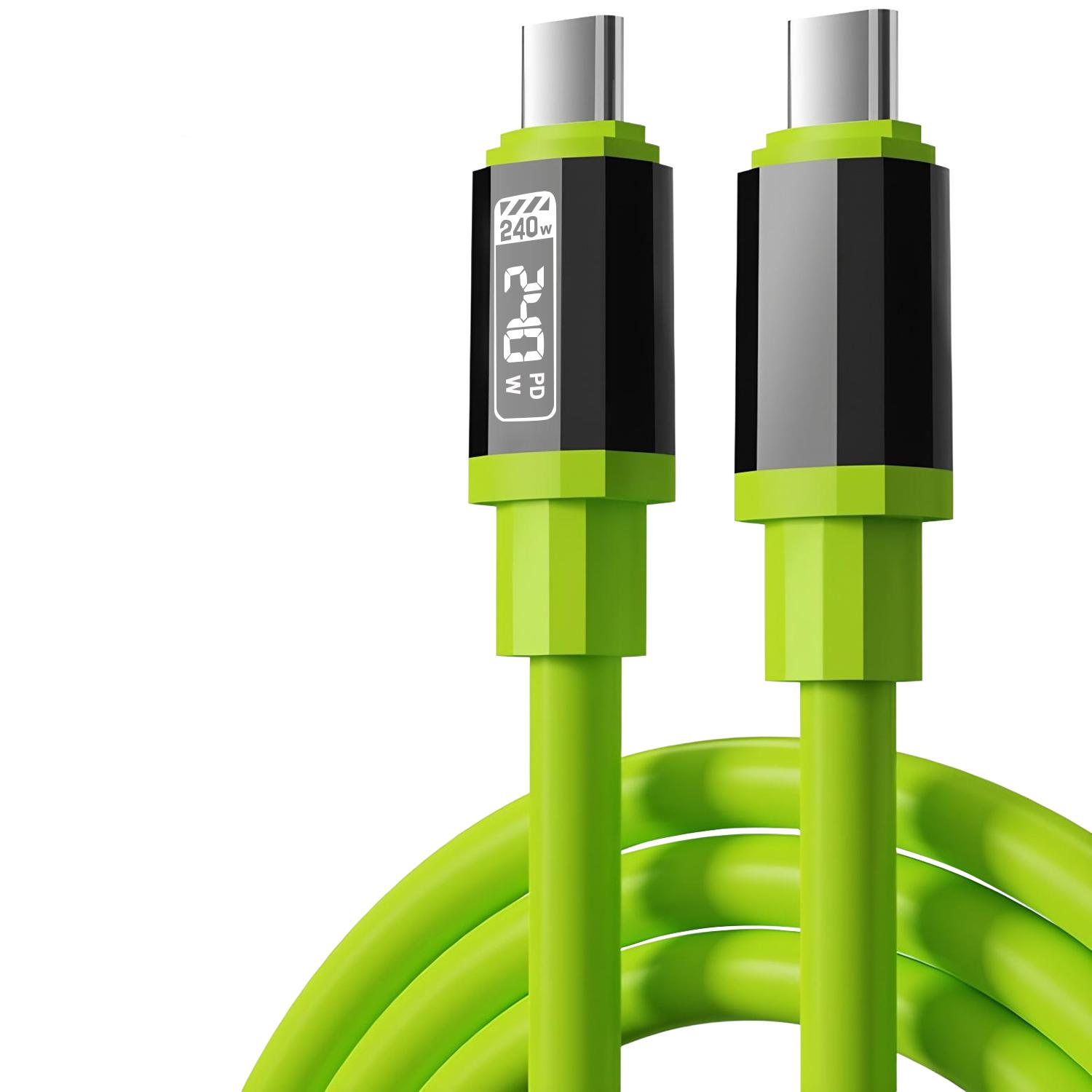 

240W Type-C to USBC Data Cable PD3.1 Quick Charging 100W Type C Cord Fast Charging For MacBook Samsung Xiaomi huawei зелёный