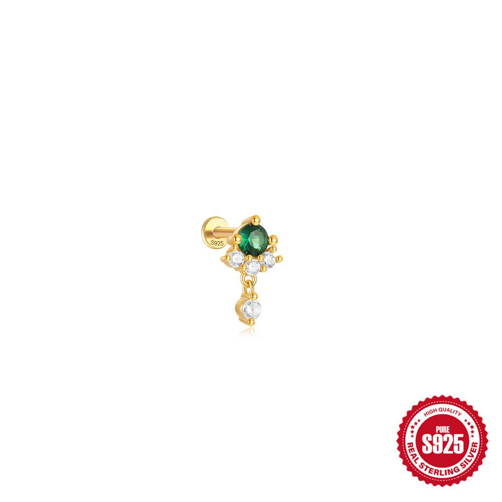 

Стильні та прості щоденні сережки-пусети з срібла 925 проби у вигляді чотирикутної зірки з діамантовою бахромою, на різьбі для пірсингу хряща вуха