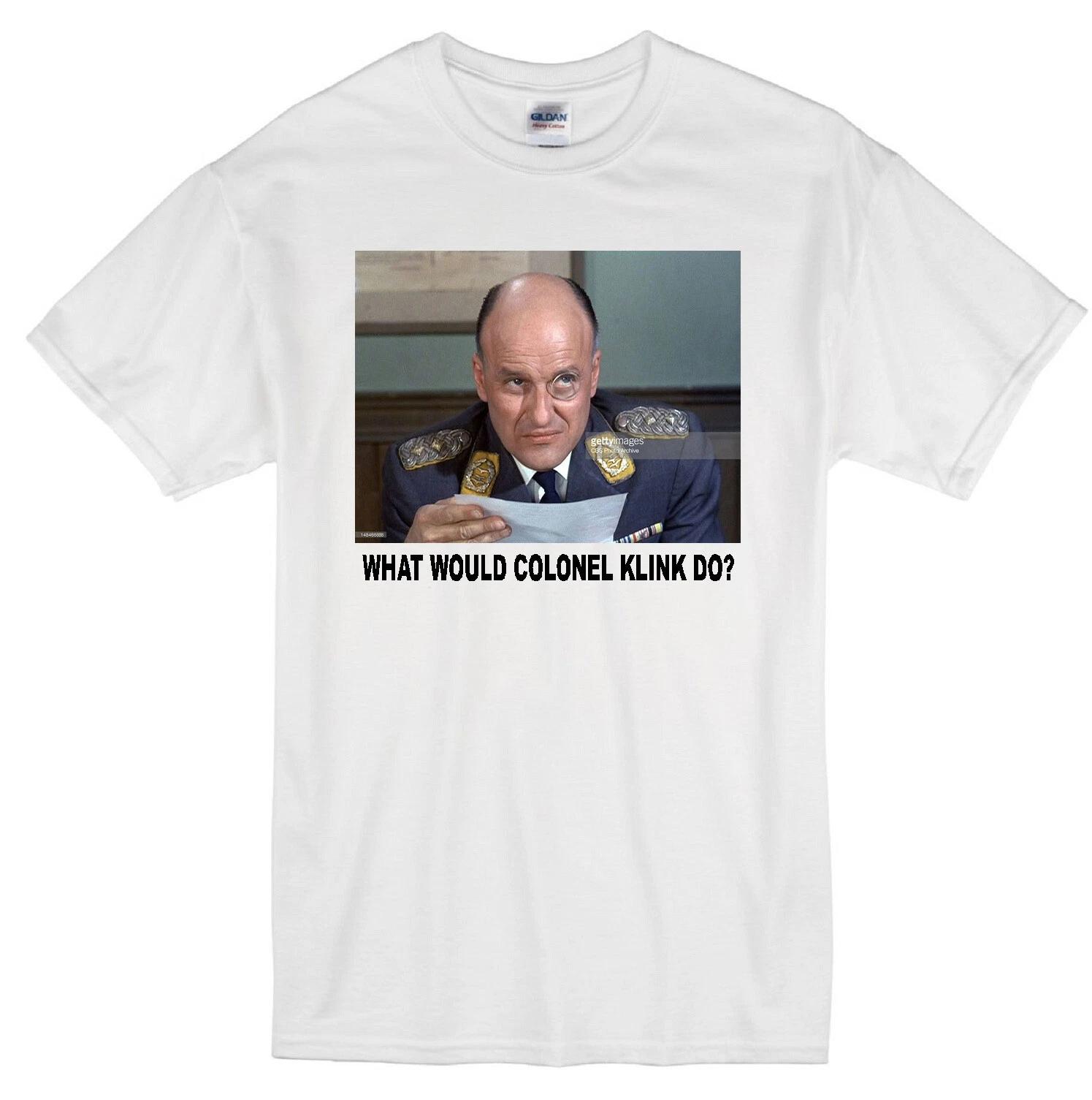 COLONEL KLINK WWD? WERNER KLEMPERER HOGAN S HEROES TETRO TV WHITE T-shirt JERSEY 4XL