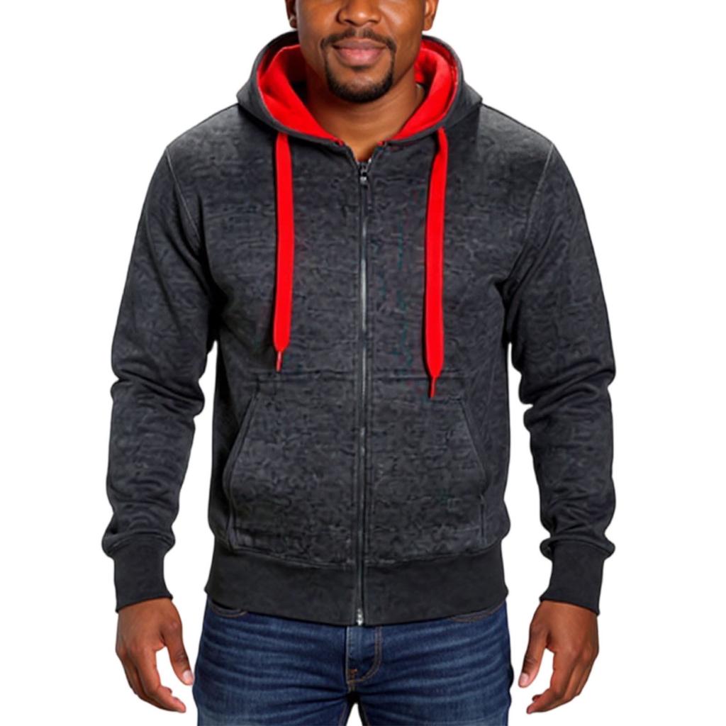 Men's Hooded Sweatshirt, Contrasting Color Sweatshirt, Sports  Zipper Casual Jacket