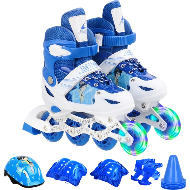 EVERVON Kids  Adjustable Inline Roller Skates with Protective Gear Set S (1-5 Years)