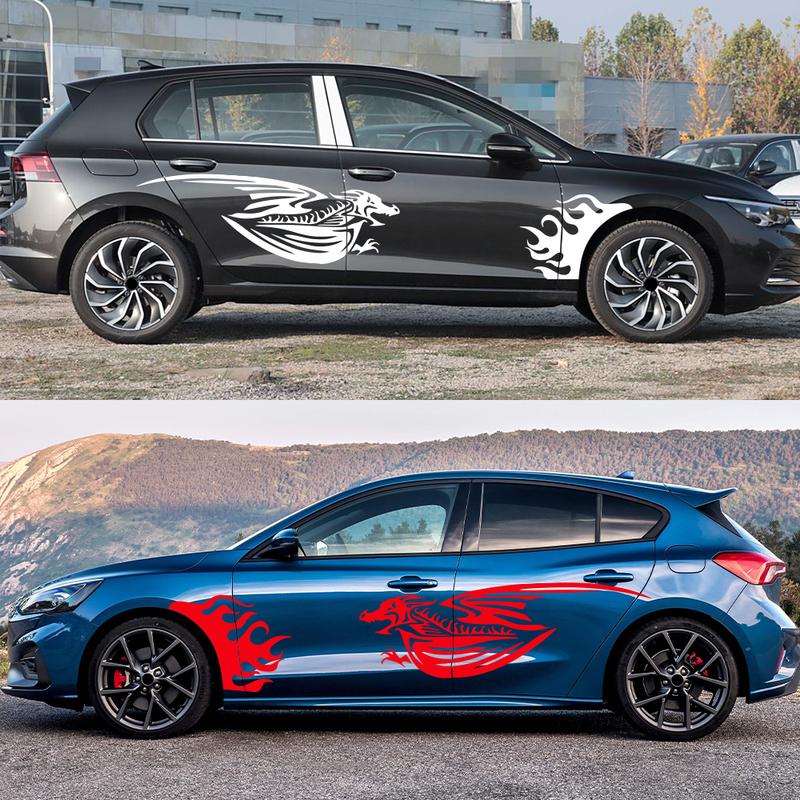 Fire Dragon Vinyl Car Decal Flame Self-Adhesive Sticker for Kia Sportage Ford Kuga Explorer Hyundai Tucson Toyota Land Cruiser