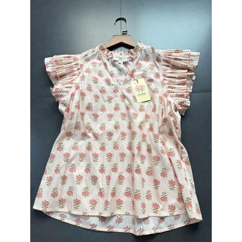 

Foreign Trade Order Entr * Small V-neck Frill Flying Sleeves Loose Version Lapel Shirts + Dress Lotus Root Starch/Tops S