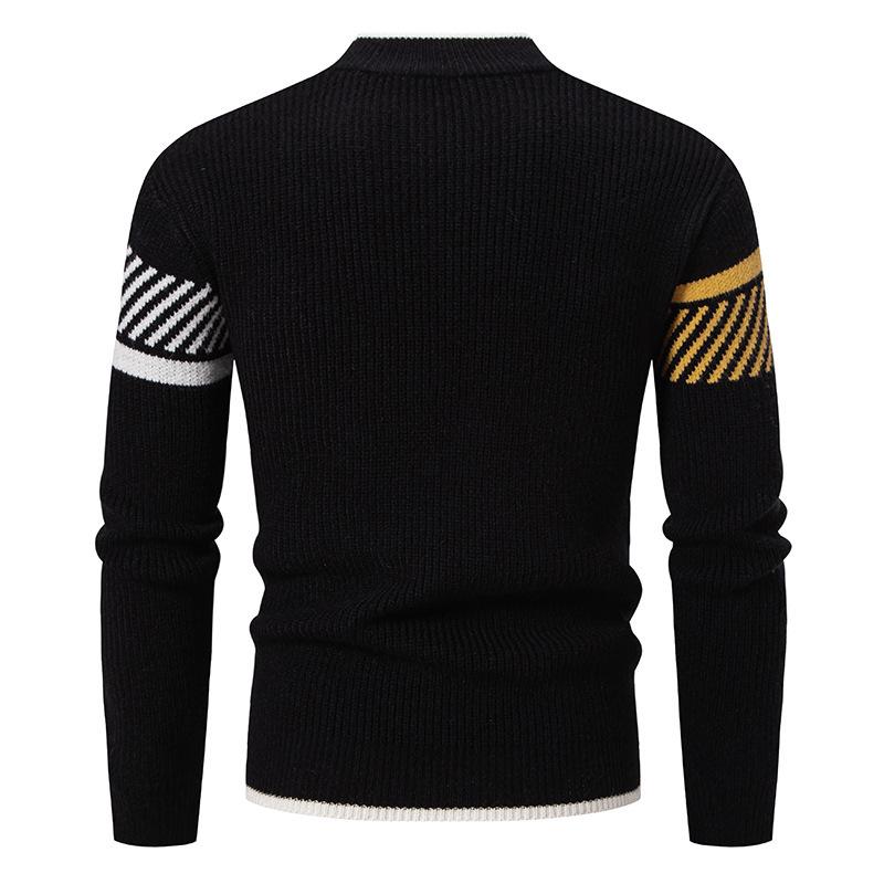 Men's Plus Size Color Block Half-High Collar Pullover Knitwear