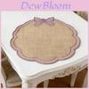 Elegant European Jute Placemats With Embroidered Butterfly Bow Design For Dining Room Decor