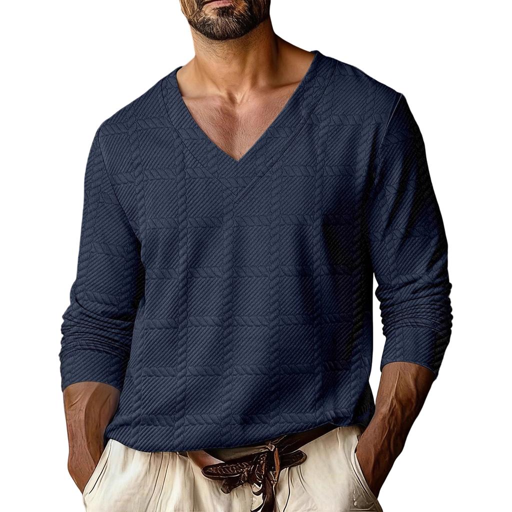 Men's  V-Neck  Leisure  Sports  Long  Sleeves  Upper  Garment