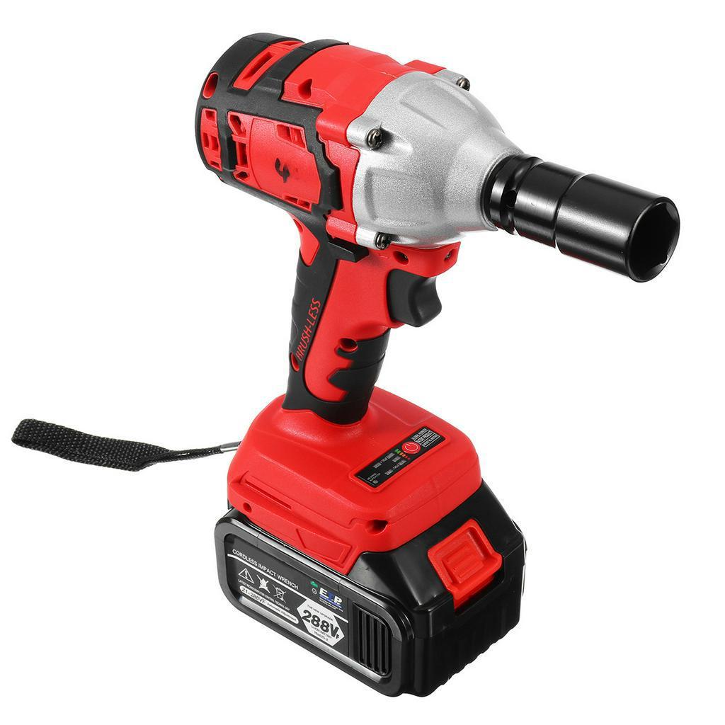 800N.M 288VF Max Brushless Impact Wrench 15000mAh Li-ion Battery Brushless Motor Electric Wrench Power Tool With Charger Sleeve+Charger