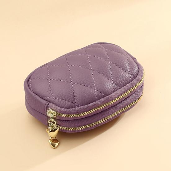 Double Layer Coin Purse, Dual-Compartment PU Leather Wallet, with Zipper Durable Scratch-Resistant Coin Holder Pouch
